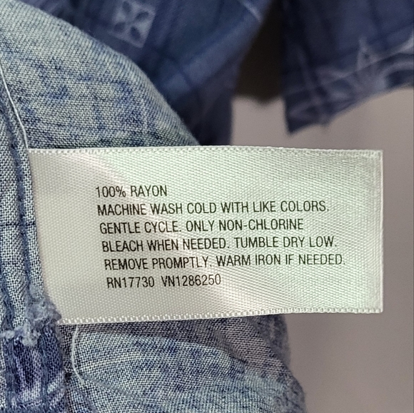 Merona Men's Blue Leaf Print Collared Short Sleeve Button Down Shirt Size XL - Picture 5 of 5